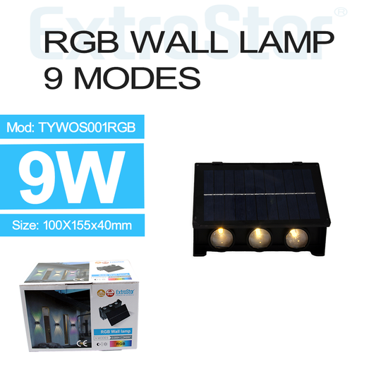 LED Solar Powered Wall Lamp, RGB Up and Down Light (8TYWOS001RGB)