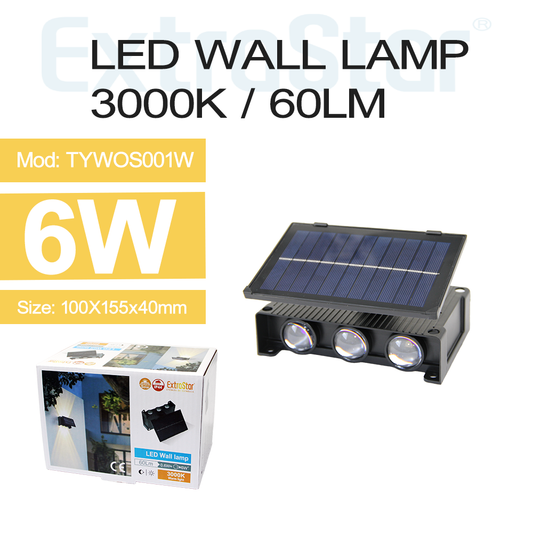 ExtraStar LED Solar Powered Wall Lamp, 3000K Up and Down Light Model: 8TYWOS001W