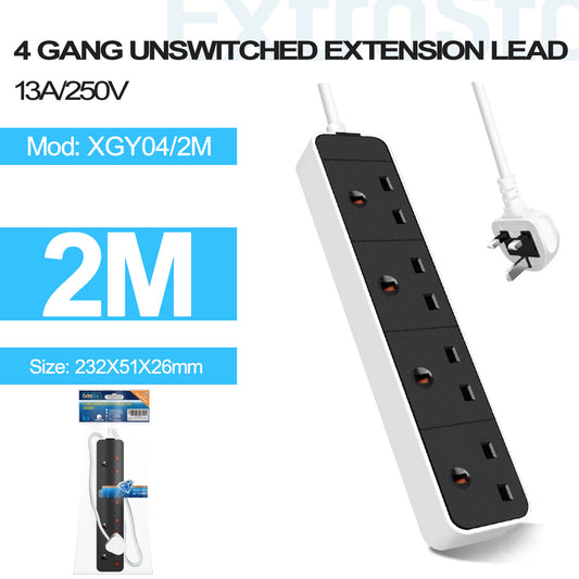 4 Gang Unswitched Extension Lead 2m White (XGY04/2M)